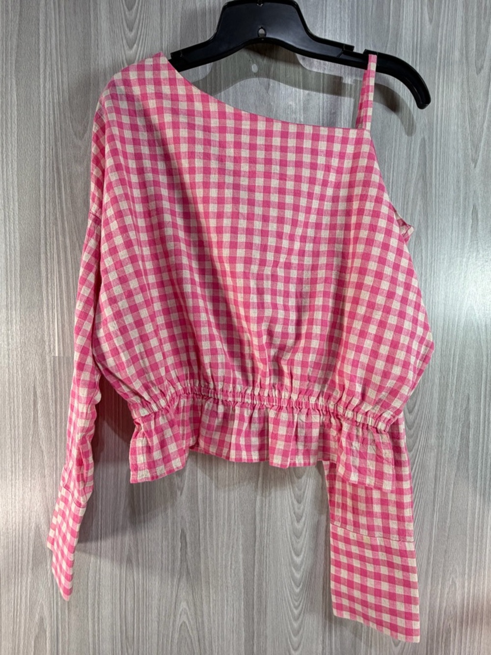 Maison Scotch & Soda Pink Gingham Aloha Hula Off Shoulder Pelum Top Sz M‎